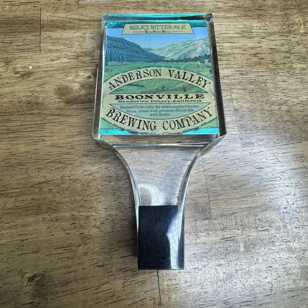 Vintage Anderson Valley Brewing Belks Bitter Ale Acrylic Beer Tap Handle Bar
